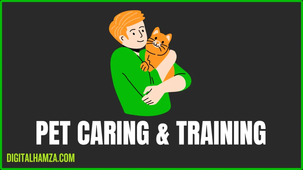 this is the image for pet caring and training niche showing icon of man holding cat